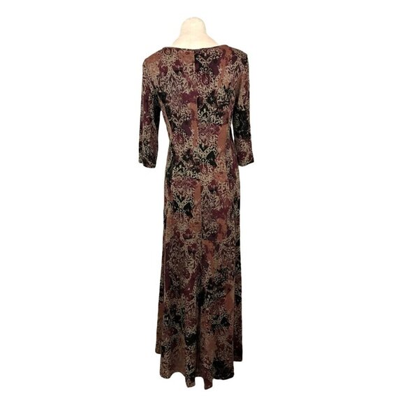 Peruvian Connection Maxi Dress Long Sleeve Purple Gray Floral Print Medium - Picture 4 of 11